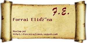 Forrai Eliána névjegykártya